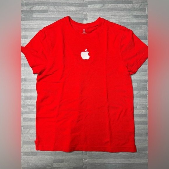 APPLE Employee Logo RED T Shirt Women Small Rare VTG - Picture 1 of 6